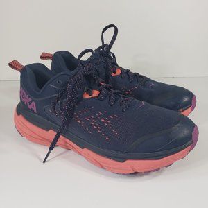 Hoka One Challenger ATR 6 Womens 10 Blue Black Iris Hot Coral Running Shoes